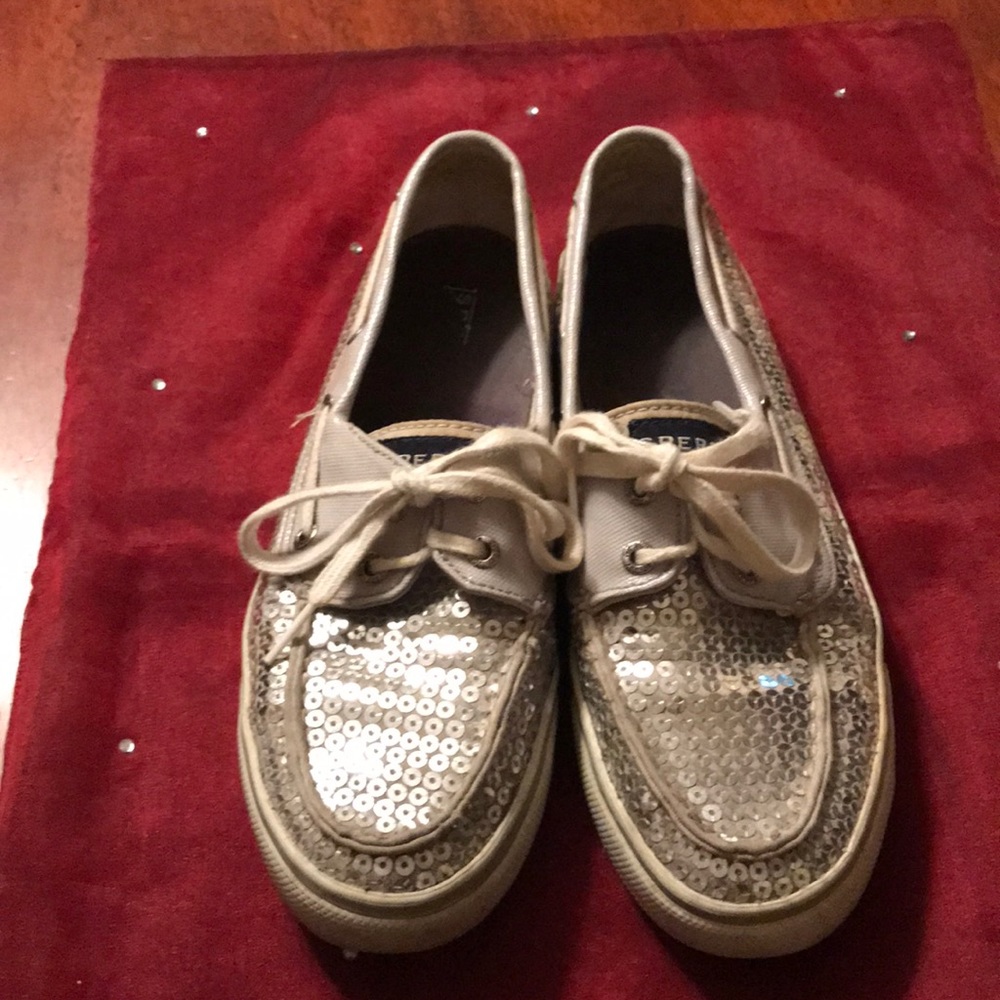 Silver sequin Sperry Top Sider